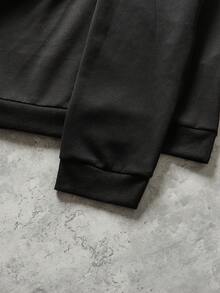 ROMWE MEN Street Life Men Sparkling Diamond Decor Crew Neck Loose Fit Long Sleeve Pullover Sweatshirt, Fall - Black - View 5
