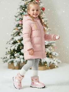 JNSQ 1 双女童时尚卡通草莓粉色可爱舒适保暖内衬冬季户外休闲雪地靴 - 粉色 - 查看 3