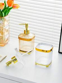 1 Stück eleganter Seifenspender, Pumpflasche für Toner auf der Arbeitsplatte, süßer Badezimmer Toner Behälter, nachfüllbare Shampoo- und Duschgelflaschen, Badezimmer Accessoires, Heimdekoration, Heimeinrichtung, Badezimmerdekoration, Herbstdekoration, Rückkehr zur Schule.