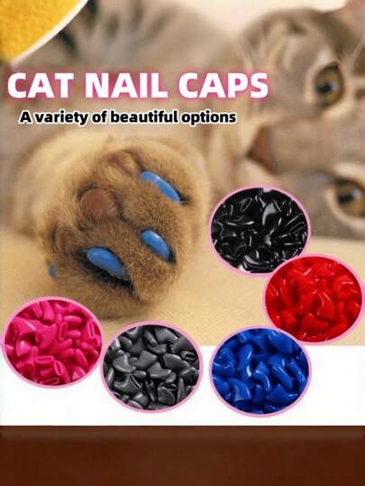 20 PIEZAS Tapas para uñas de mascotas, cubiertas antiarañazos para gatos y perros, suaves, cómodas, transpirables, de talla universal y colores surtidos, fáciles de aplicar, suministros para mascotas