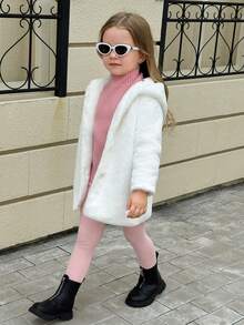 Elladie kids 少女翻领羊毛夹克，秋冬 - 白色 - 查看 1