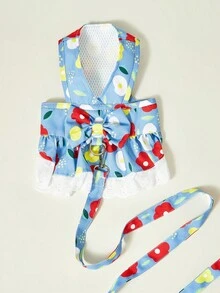 PETSIN Blue Vacation Style Cute Leash Pet Dress - Blue - View 1
