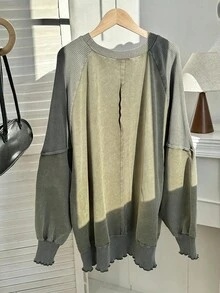 Comfortcana 大码纯色简约圆领长袖运动衫