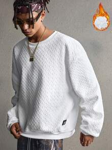 AXEPEAK Men's Casual Tops With Textured Fabric And Plush Sole, Suitable For Autumn And Winter - White - View 4