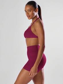 Musera Sport Áo ngực thể thao dây buộc cổ hở lưng, xếp ly, chắc chắn, thích hợp cho các hoạt động thể thao năng động như tập gym, chạy bộ, câu lạc bộ chạy, padel, tennis, pickleball, yoga, pilates, thể dục hàng ngày và mặc thường ngày. - Màu Hồng Tươi - Xem 4