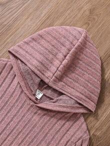 SHEIN Tween Girls' Spring/Summer Solid Color Hooded Long Sleeve Top And Flared Pants Casual 2-Piece Setholiday,Summer,Travel,Getaway - Pink - View 5