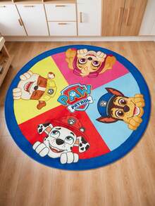 SHEIN | PAW Patrol 1 tấm thảm tròn họa tiết hoạt hình, thiết kế dễ thương, chất liệu nhung + đế chống trượt, thích hợp để đặt trong phòng và phòng khách, thảm trang trí, thảm chơi, 60/80/100/120cm - Nhiều màu - Xem 5