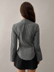 Lunelith SHEIN Lunessa Chemisier décontracté à manches longues et à rayures pour femmes, chemise d'affaires