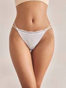 Ocili Paquete de 3 bragas de mujer minimalistas de 100% algodón cómodo con encaje a doble cara y elástico, de estilo elegante para el otoño - Multicolor - Ver 2