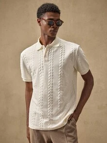 AKNOTIC Men's Short Sleeve Textured Casual Commute POLO Shirt