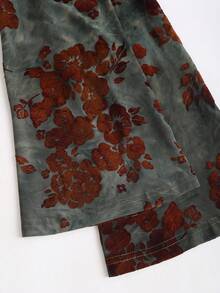 Sweetra 复古绿色植绒不对称露肩喇叭袖褶饰腰部秋季女式短款连衣裙 - 綠色 - 查看 3