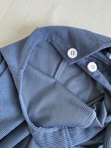 SHEIN Baby Boy Adjustable Suspender Blue Jumpsuit, Suitable For Outings, Casual Wear, And Party Occasions, Autumn/Winter