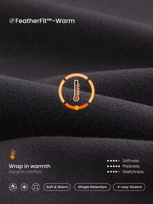 GLOWMODE FeatherFit™-温暖舒适常规版型慢跑裤，后背带拉链口袋，日常休闲，秋冬 - 黑色 - 查看 4