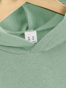 SHEIN 男童口袋休闲可爱卫衣，适合秋季日常穿着，也可作为卫衣、感恩节、圣诞节、冬季服装，打造舒适的秋冬造型。 - 綠色 - 查看 4