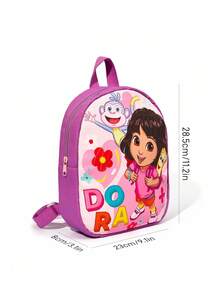 DORA | SHEIN 1 Cute Cartoon Print Mini Polyester Backpack With Adjustable Shoulder Straps For Teens, Girls, Dora - Pink - View 7