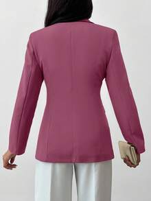 EURMUSE Women's Solid Color Waist Cinched Blazer, Suitable For Work - Rusty Rose - View 2