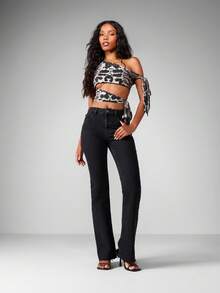 MISSGUIDED Tie Dye Print Crop Top One Shoulder Design Sleeveless Bralette Summer Festival Casual Party Asymmetric Cut Butterfly Sleeve Club Wear Contemporary Fashion Statement