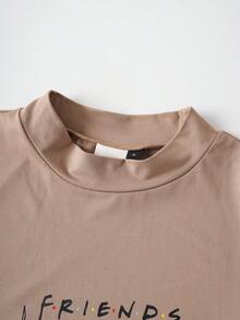 FRIENDS X SHEIN Unisex 3pcs/Set Casual Architecture & Letter Print Stand Collar Long Sleeve T-Shirts, Autumn - White - View 3