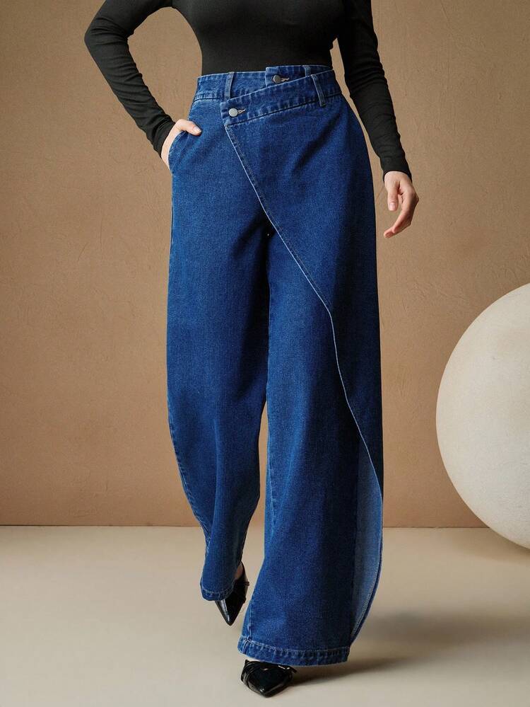 Anewsta Essential New Asymmetrical Design Women's Jeans, Suitable For Valentine's Day And Mother's Day