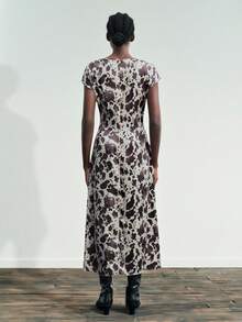 Maija Vestido largo con estampado total de moda para mujer, verano - Marrón - Ver 5