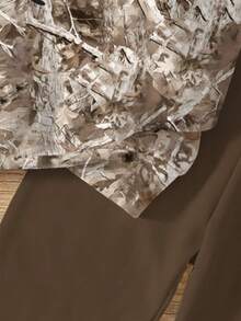 SHEIN Leap Crew 2 件套青少年女孩休闲圆领舒适长袖运动衫和紧身裤套装，适合秋冬季