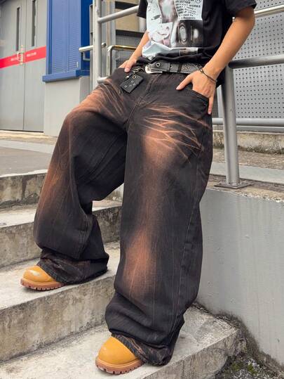 Street Life Men's Loose Distressed Punk Vintage Denim Jeans