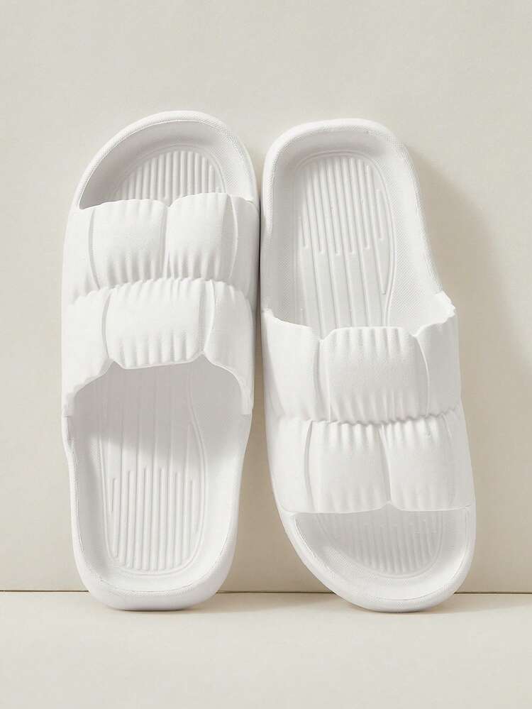 Chaussures de femme avec une seule bande, blanc unicolore, chaussons mode intérieure en EVA pour les vacances d'été, soldes d'été, rentrée scolaire, chaussures d'étudiantes, Noël, Nouvel An, automne