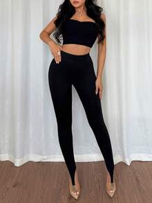 Chiquease Quần legging bó dày thời trang ôm vừa vặn có cạp chun, thu/đông - màu đen - Xem 6