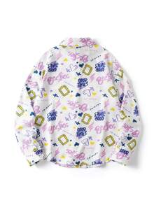 FRIENDS X SHEIN Women White Casual All-Over Print Button Front Shirt For Daily Wear, Winter Shirts Christmas Shirt 
Thanksgiving Shirt  Long Sleeve Shirt - White - View 2