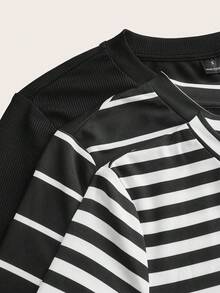 SHEIN EZwear Bộ 3 áo thun dài tay cổ tròn bó sát thường ngày cho nữ - Nhiều màu - Xem 9