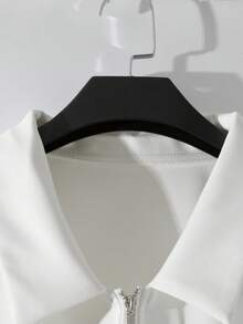 Franclia Women's Fashionable Polo Collar Zipper Design Pleated Cinched Waist Long Sleeve Jacket