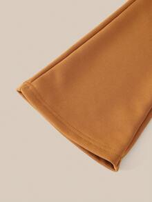 SHEIN Explorewe 2件套女童休閒套裝，圓領字母印花衛衣+喇叭褲，返校季、秋季、職業日舒適女童套裝 - 棕色 - 查看 4