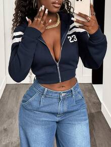 BamGleam Buchstaben-Muster Reißverschluss-Sweatshirt, Neujahr, Langarm-Top, Herbst-Sweatshirt, Minimalistische bedruckte Damen-Langarm-Sweatshirt Langarm-Top, Lehrerin Lässig Reißverschluss-Sweatshirt - Verschiedenfarbig - Übersicht 9