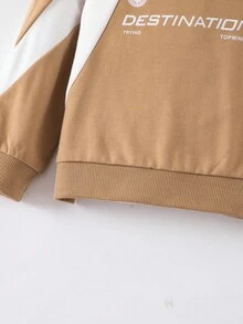 SHEIN Playful Pals بلوزة رياضية بطبعة حرفية وألوان متباينة لصبي، مناسبة للخريف والشتاء