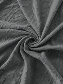 EMERY ROSE Camiseta casual de cuello redondo de manga larga con textura y diseño de botones fruncidos para mujer - Gris Oscuro - Ver 7