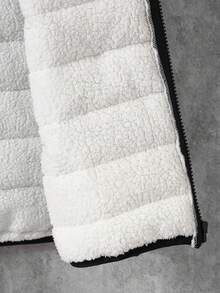 1件青少年男童休闲加厚立领绗缝背心，适合秋冬季休闲、上学、通勤穿着 - 黑色 - 查看 4