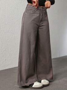 Straight-Leg Jeans With Pockets And Zipper, Versatile Fashion For Women - Grey 5 - View 4