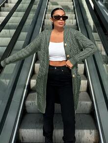 RueChic Women's Casual Solid Color Hooded Cardigan, Versatile For Autumn/Winter - Mint Green - View 2