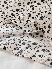 Emery Rose Kids Emery Rose Kids 青少年女孩针织纯色拼布花卉休闲 A 字连衣裙，舒适柔软的服装 - 米色 - 查看 7