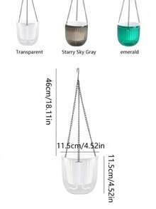1 件简约设计透明悬挂花盆，塑料大口自浇水篮，可视水位吊兰花盆 - 無色 - 查看 2