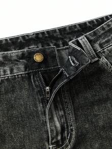 Y2Kool Women's Contrast Stitching Cargo Jeans, Autumn/Winter Streetwear Y2K Style Casual Pants, Suitable For Halloween, Christmas, Back To School Matching Idea Baggy Jeans Y2k Jeans Wide Leg Jeans Black Jeans Denim Pants Stylish Clothing Collection New Year Outfits