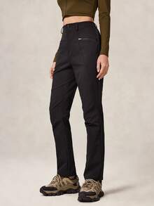 OutZeal 女式无 PFC 防水弹力拉链口袋修身户外裤，适合秋冬徒步露营 - 黑色 - 查看 7