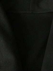 Sweetra 大码优雅外出上衣，秋冬复古百搭休闲修身优雅棕绿色长款喇叭外套收腰连衣裙 - 黑色 - 查看 6