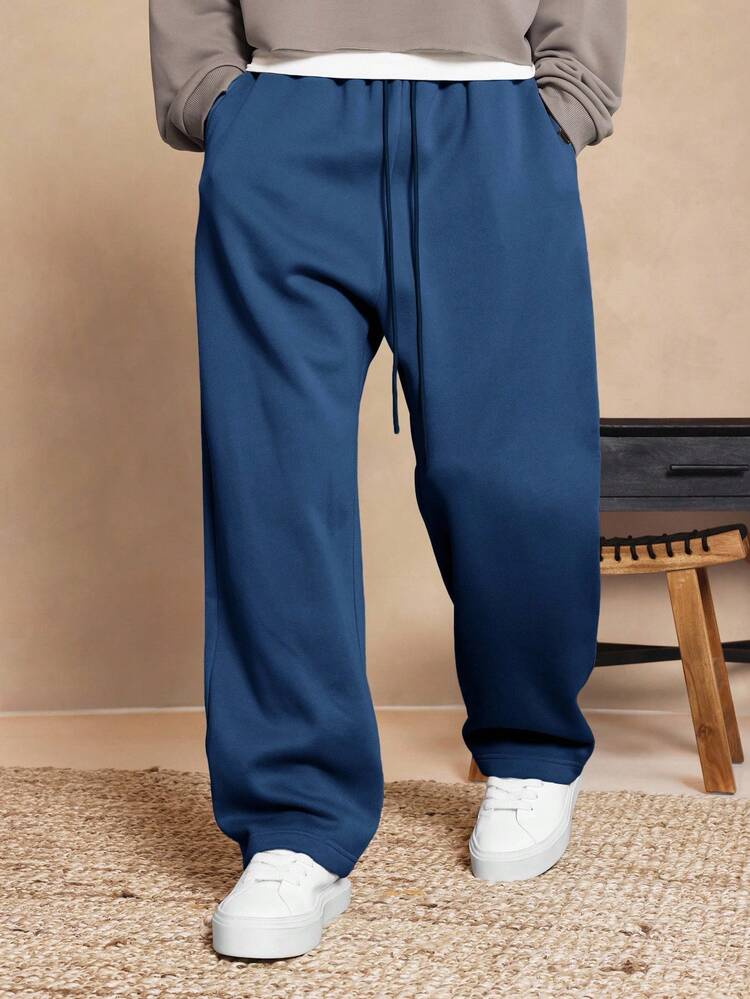신축성 허리밴드가 달린 드롭 크로치 와이드 레그 조거 팬츠