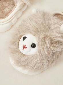 Cuccoo Pantuflas de felpa con diseño de león lindo, suela gruesa, pantuflas de interior cálidas para mujer, otoño/invierno