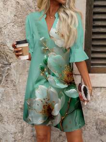 SHEIN Clasi 女士时尚休闲迷你连衣裙，适合夏季 - 彩色 - 查看 4