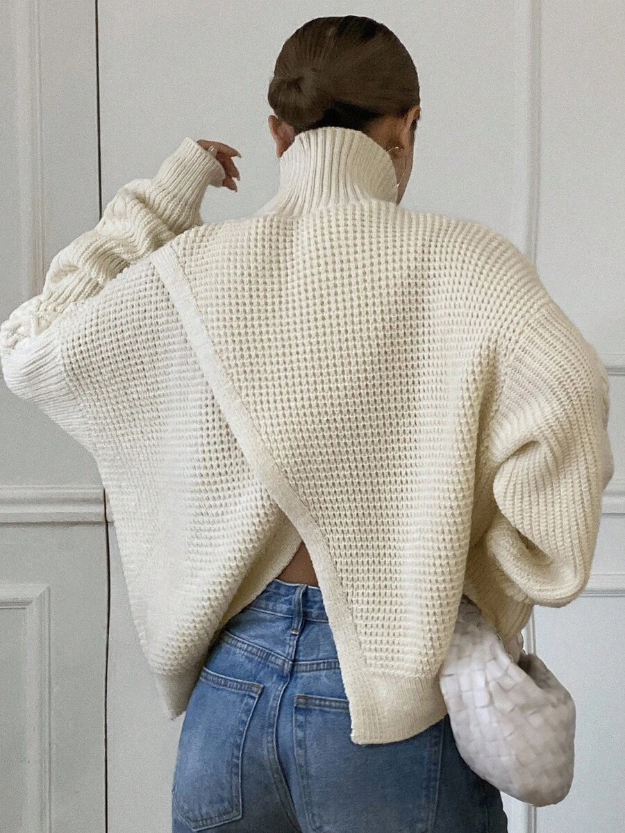 Livesso Women's Casual Solid Color Turtleneck Sweater, Autumn