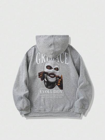 Street Life Sudadera con capucha casual con estampado gráfico de eslogan para hombres, otoño/invierno