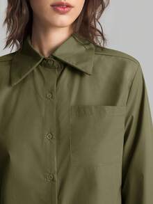 Ontre 2025秋季新款女士休闲宽松度假搭配衬衫，鼠尾草绿色长衬衫，女士衬衫，纽扣衬衫，通勤，夏季商务休闲海滩度假生日派对，教师，办公室穿着