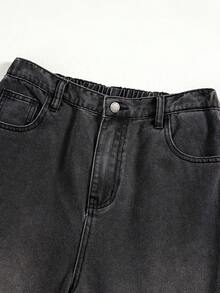 2件套青少年男童时尚休闲Y2K复古酷炫街头返校学院风基本款简约灰色牛仔翻领长袖外套和宽松牛仔裤，适合青少年男童日常穿着，也可作为儿童秋冬季派对、节日和街头服饰穿着。 - 灰色 - 查看 3